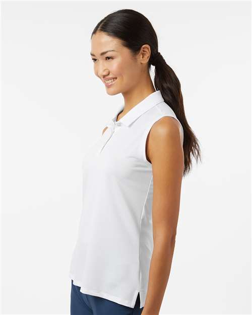 Adidas A1005 Women's Ottoman Sleeveless Polo - White - model side
