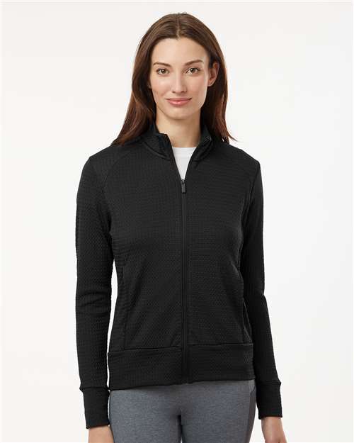 Adidas A1007 Women's Ultimate365 Textured Full-Zip Jacket - Black - model front