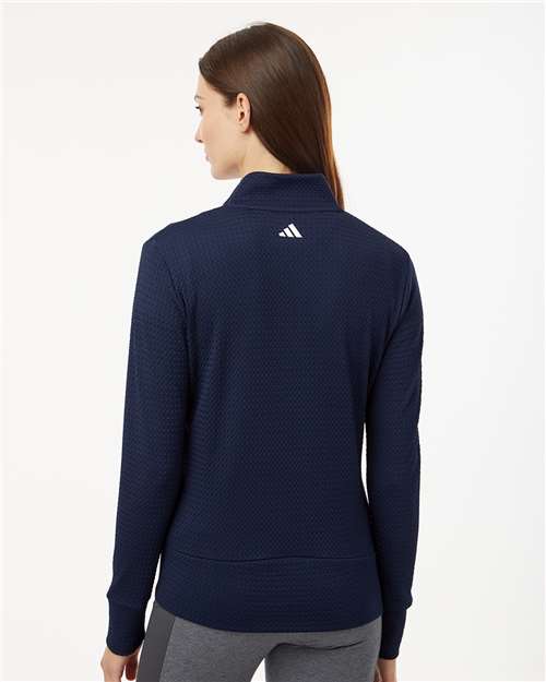 Adidas A1007 Women's Ultimate365 Textured Full-Zip Jacket - Collegiate Navy - model back