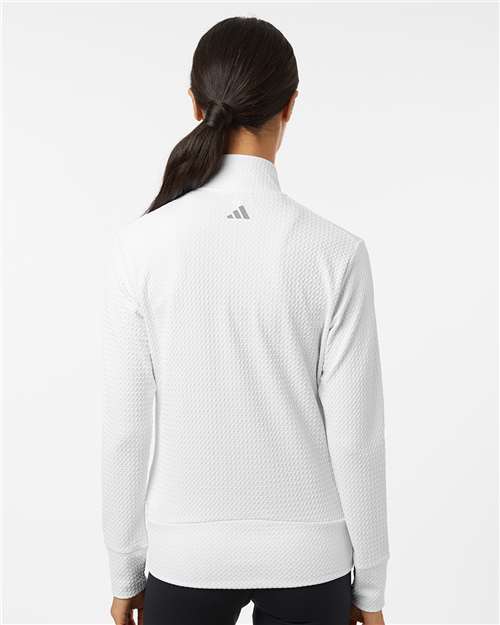Adidas A1007 Women's Ultimate365 Textured Full-Zip Jacket - White - model back