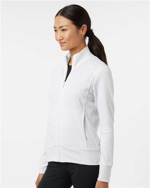 Adidas A1007 Women's Ultimate365 Textured Full-Zip Jacket - White - model side