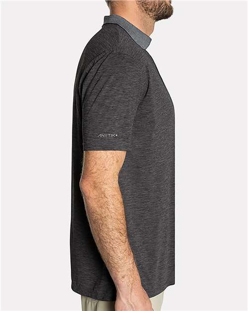 ANETIK MPTNTS0 Men's Transit Tech Polo - Charcoal Heathered - model side