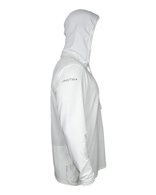 ANETIK MVLPRH8 Men's Low Pro Tech Hooded Long Sleeve T-Shirt - White Heathered - side