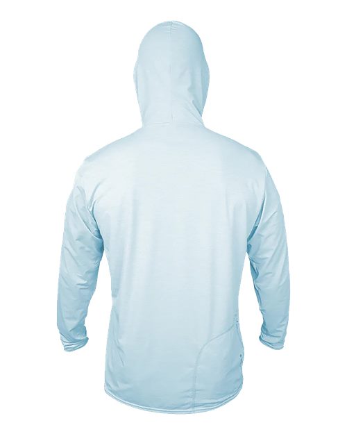 ANETIK MVLPRH8 Men's Low Pro Tech Hooded Long Sleeve T-Shirt - Sky Heathered - back