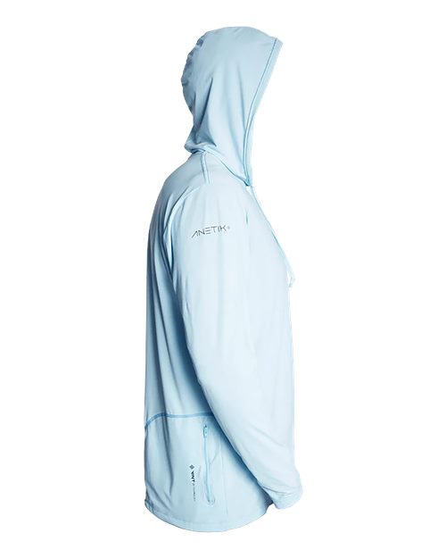 ANETIK MVLPRH8 Men's Low Pro Tech Hooded Long Sleeve T-Shirt - Sky Heathered - side