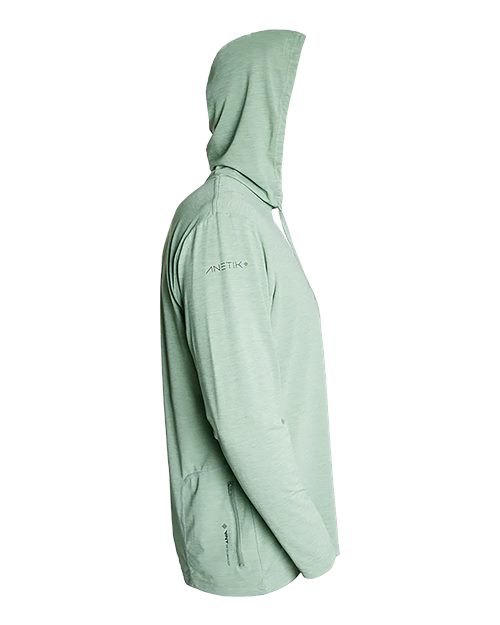 ANETIK MVLPRH8 Men's Low Pro Tech Hooded Long Sleeve T-Shirt - Olive Heathered - side