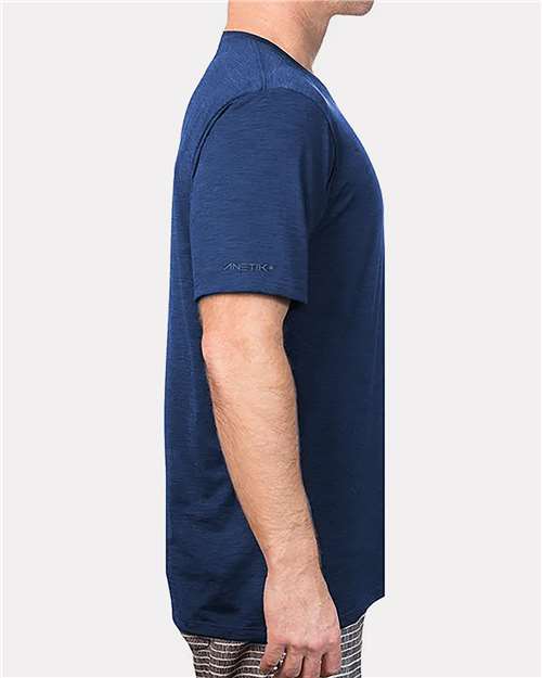 ANETIK MVLPRS8 Men's Low Pro Tech T-Shirt - Navy Heathered - model side