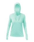 ANETIK WSBRZH0 Women's Breeze Tech Hooded Long Sleeve T-Shirt - Seafoam Heathered - front