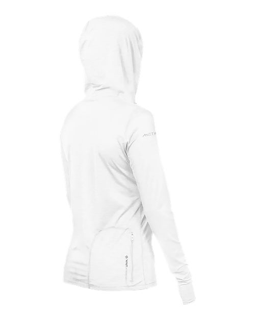 ANETIK WSBRZH0 Women's Breeze Tech Hooded Long Sleeve T-Shirt - White Heathered - back
