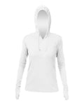 ANETIK WSBRZH0 Women's Breeze Tech Hooded Long Sleeve T-Shirt - White Heathered - front