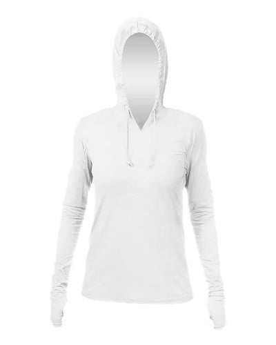 ANETIK WSBRZH0 Women's Breeze Tech Hooded Long Sleeve T-Shirt - White Heathered - front