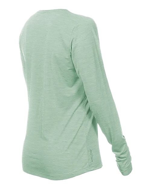 ANETIK WSBRZL0 Women's Breeze Tech Long Sleeve T-Shirt - Olive Heathered - side
