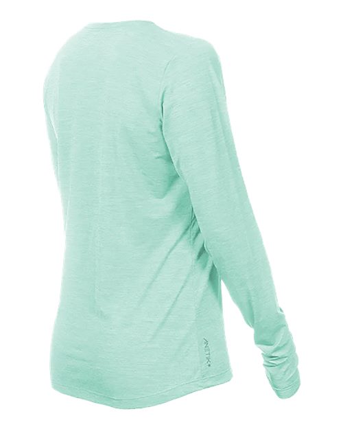 ANETIK WSBRZL0 Women's Breeze Tech Long Sleeve T-Shirt - Seafoam Heathered - side