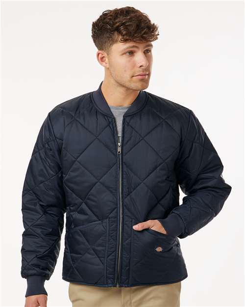 Dickies 6124 Men's Diamond Quilted Jacket - Dark Navy - model front