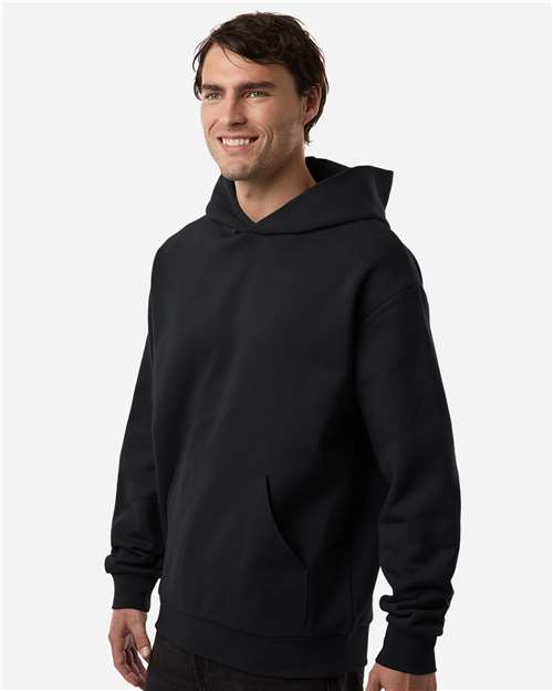 Independent Trading Co. IND330BLV Unisex Boulevard Heavyweight Hooded Sweatshirt - Black - model side