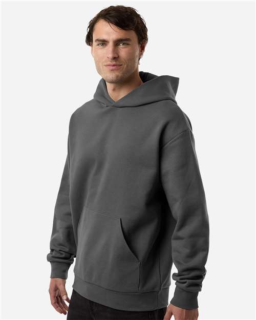 Independent Trading Co. IND330BLV Unisex Boulevard Heavyweight Hooded Sweatshirt - Pigment Black - model side