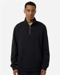Independent Trading Co. SS4600QZ Unisex Midweight Quarter-Zip Pullover - Black - model front