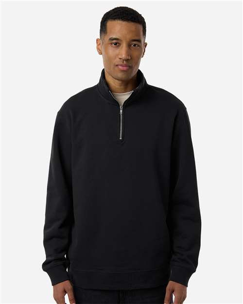 Independent Trading Co. SS4600QZ Unisex Midweight Quarter-Zip Pullover - Black - model front