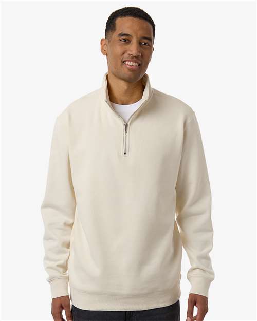 Independent Trading Co. SS4600QZ Unisex Midweight Quarter-Zip Pullover - Bone - model front