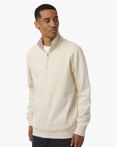 Independent Trading Co. SS4600QZ Unisex Midweight Quarter-Zip Pullover - Bone - model side