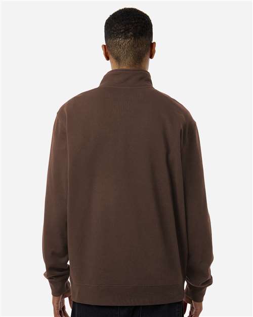 Independent Trading Co. SS4600QZ Unisex Midweight Quarter-Zip Pullover - Brown - model back
