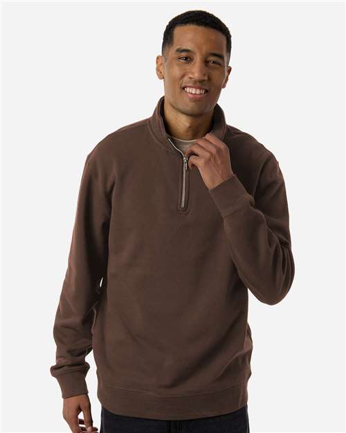 Independent Trading Co. SS4600QZ Unisex Midweight Quarter-Zip Pullover - Brown - model front
