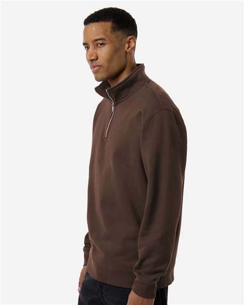 Independent Trading Co. SS4600QZ Unisex Midweight Quarter-Zip Pullover - Brown - model side
