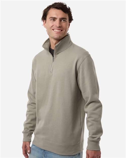 Independent Trading Co. SS4600QZ Unisex Midweight Quarter-Zip Pullover - Cement - model side