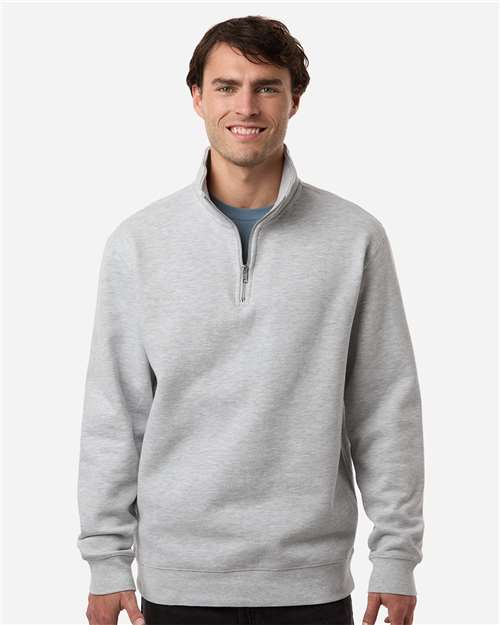 Independent Trading Co. SS4600QZ Unisex Midweight Quarter-Zip Pullover - Grey Heather - model front