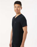 Jaanuu M10001 Men's Holmes Everyday 1-Pocket Scrub V-Neck Top - Black - model side