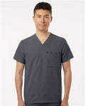 Jaanuu M10001 Men's Holmes Everyday 1-Pocket Scrub V-Neck Top - Carbon Grey - model front