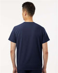 Jaanuu M10001 Men's Holmes Everyday 1-Pocket Scrub V-Neck Top - Midnight Navy - model back