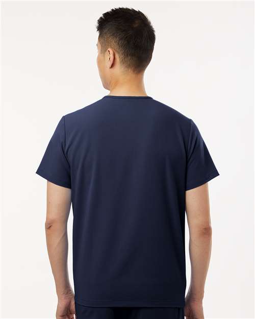 Jaanuu M10001 Men's Holmes Everyday 1-Pocket Scrub V-Neck Top - Midnight Navy - model back