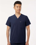 Jaanuu M10001 Men's Holmes Everyday 1-Pocket Scrub V-Neck Top - Midnight Navy - model front