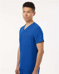 Jaanuu M10001 Men's Holmes Everyday 1-Pocket Scrub V-Neck Top - Royal Blue - model side