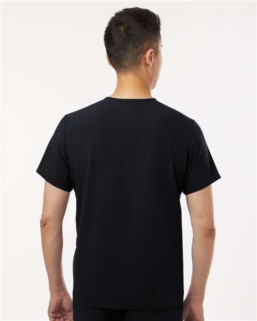 Jaanuu M10002 Men's Platt 3-Pocket Scrub V-Neck Top - Black - model back