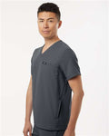 Jaanuu M10002 Men's Platt 3-Pocket Scrub V-Neck Top - Carbon Grey - model side