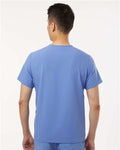 Jaanuu M10002 Men's Platt 3-Pocket Scrub V-Neck Top - Ceil Blue - model back