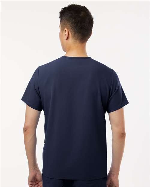 Jaanuu M10002 Men's Platt 3-Pocket Scrub V-Neck Top - Midnight Navy - model back