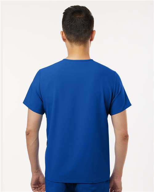 Jaanuu M10002 Men's Platt 3-Pocket Scrub V-Neck Top - Royal Blue - model back