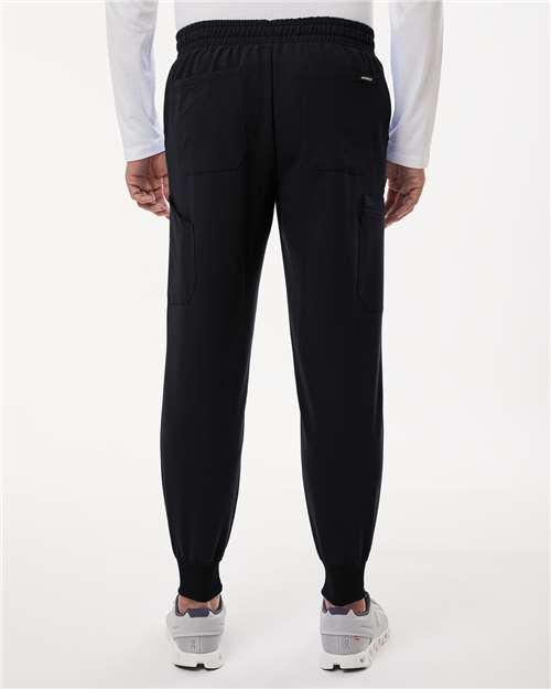 Jaanuu M20002 Men's Osmo 8-Pocket Scrub Joggers - Black - model back