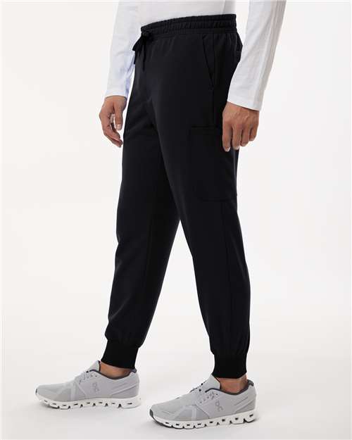 Jaanuu M20002 Men's Osmo 8-Pocket Scrub Joggers - Black - model side