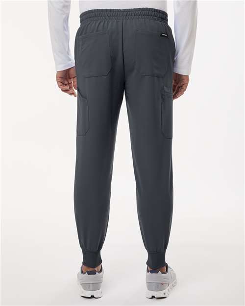 Jaanuu M20002 Men's Osmo 8-Pocket Scrub Joggers - Carbon Grey - model back