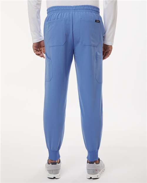 Jaanuu M20002 Men's Osmo 8-Pocket Scrub Joggers - Ceil Blue - model back