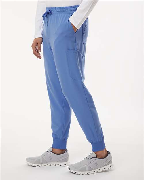 Jaanuu M20002 Men's Osmo 8-Pocket Scrub Joggers - Ceil Blue - model side