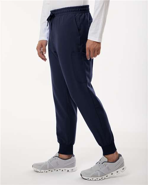 Jaanuu M20002 Men's Osmo 8-Pocket Scrub Joggers - Midnight Navy - model side