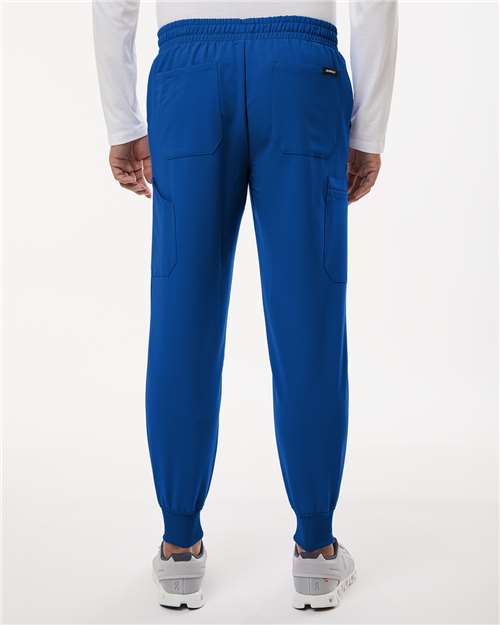 Jaanuu M20002 Men's Osmo 8-Pocket Scrub Joggers - Royal Blue - model back
