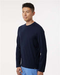 Jaanuu M30002U Men's RegenX Cotton Underscrub Long Sleeve T-Shirt - Midnight Navy - model side
