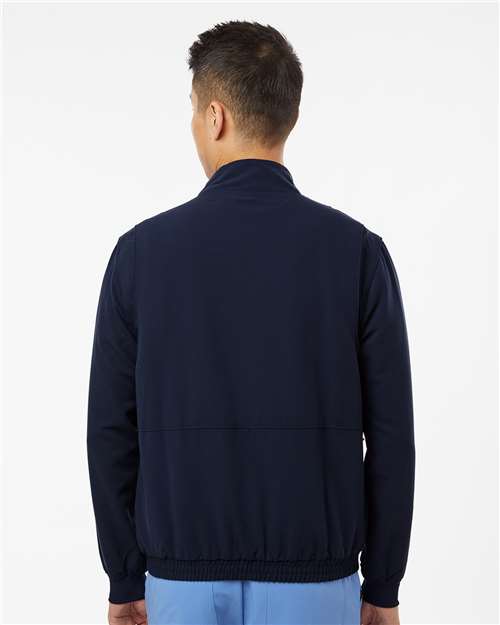 Jaanuu M60001 Men's Wolfe Everyday Full-Zip 6-Pocket Scrub Jacket - Midnight Navy - model back