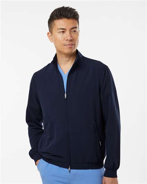 Jaanuu M60001 Men's Wolfe Everyday Full-Zip 6-Pocket Scrub Jacket - Midnight Navy - model front